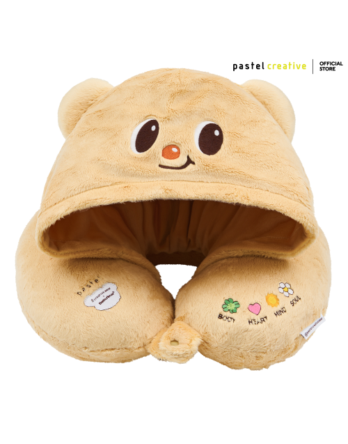 PASTEL BUTTERBEAR HOODIE NECK PILLOW